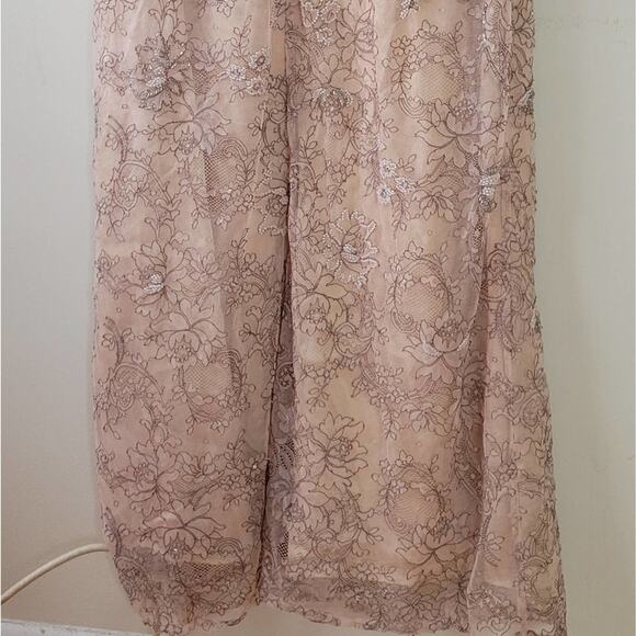 Victoria Royal Vintage Beaded Lace Champagne Gown - Picture 5 of 16